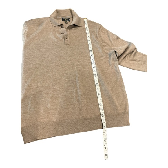 Club Room Italian-Spun Yarn Men’s Long Sleeve Polo Sweater | Beige Knit Size L - Picture 3 of 6